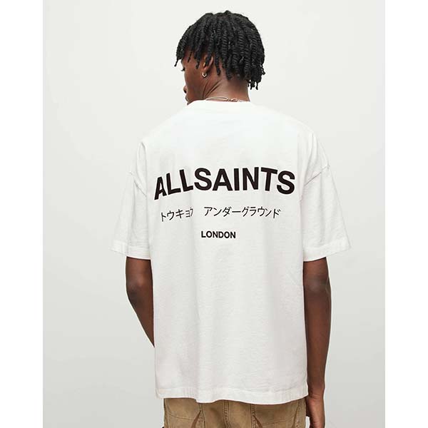 Allsaints Australia Mens Underground Oversized Crew T-Shirt Ash White AU29-109